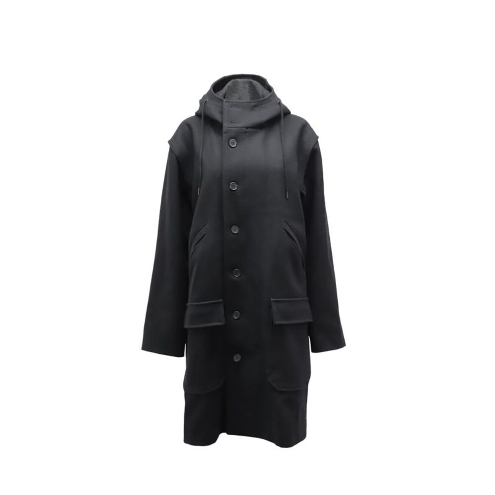 Sandro Procession Parka in Black Wool